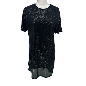 NEW Dex Clothing Sequin Mini T-Shirt Dress Sz Large